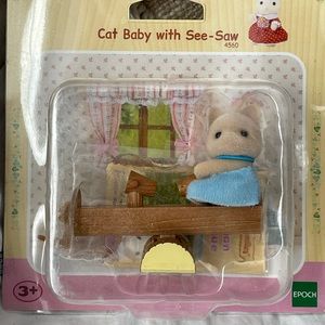 Sylvanian Families Beige Cat see-saw
